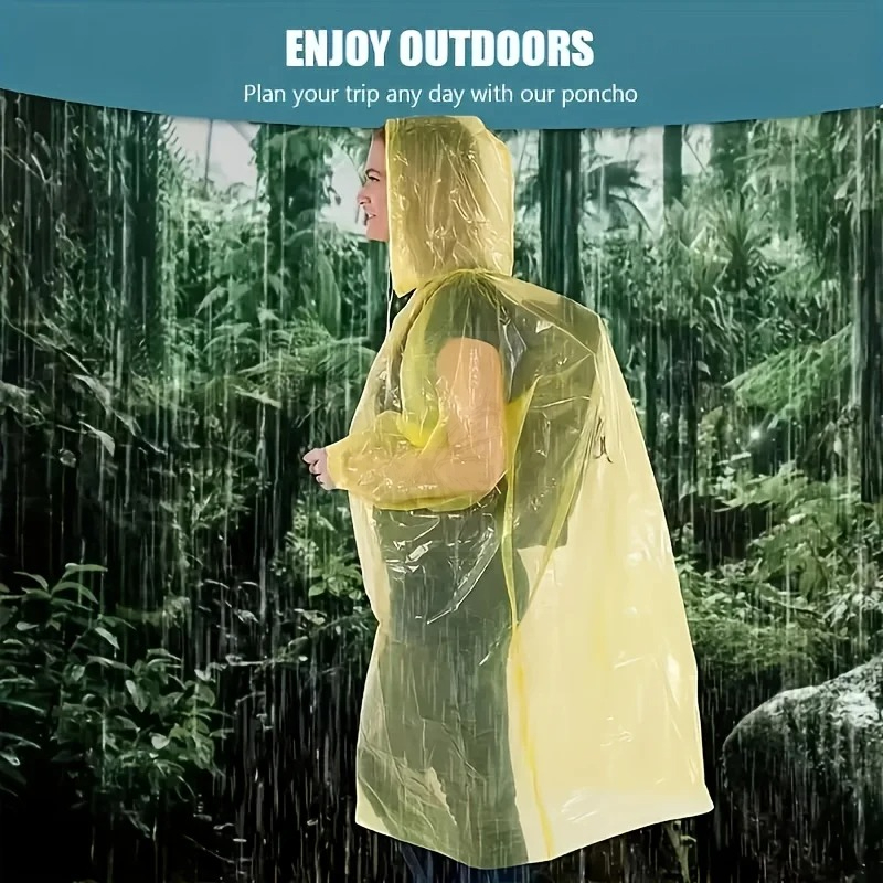 Emergency Poncho Rain - 5/10 шт. одноразовые водонепроницаемые дождевики для
