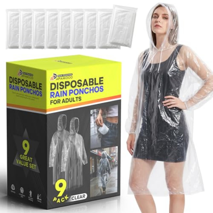 Emergency Poncho Rain - Одноразовые дождевики, семейный набор 6/9 штук