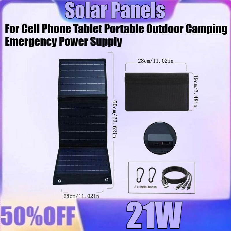 Solar Emergency Charger - Солнечные панели 21 Вт, складное водонепроницаемое