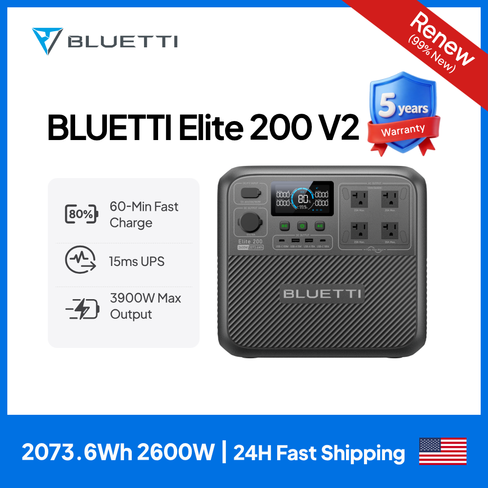 Solar Emergency Charger - 【Обновленная модель】Портативная электростанция BLUETTI Elite 200