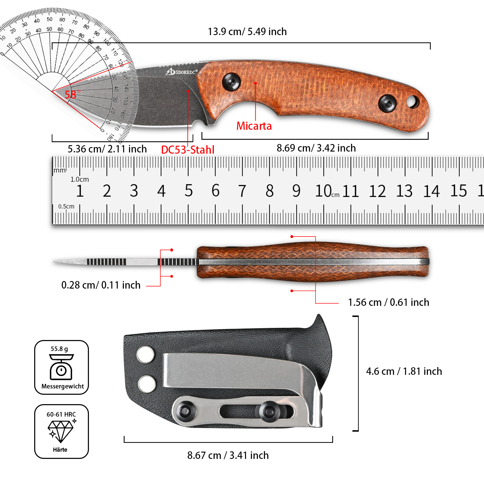 Премиальный нож SDOKEDC из ста – обзор и цена Bushcraft Knife Fixed